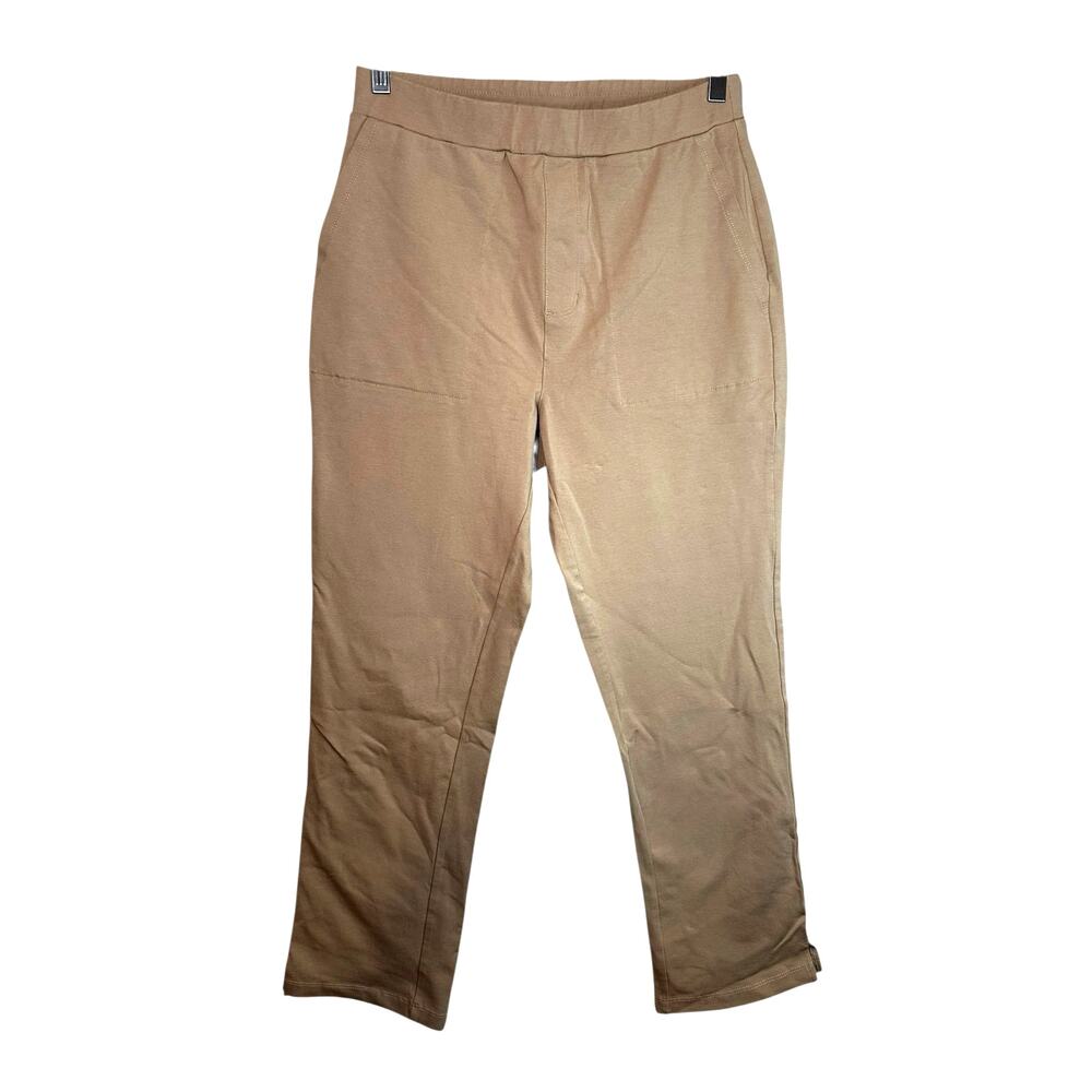 Susan Graver Weekend Regular Pull OnPremium Stretch Crop Pants Tan Womens Sz XS